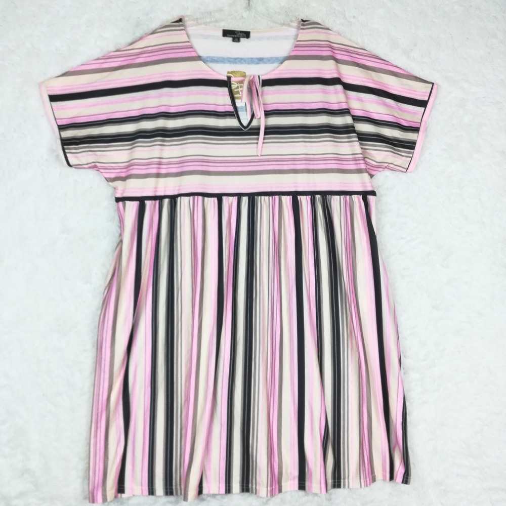 Suzanne Betro Womens D Dress Pink Black Stripe Empire Waist V‎ Neck Plus 4X New